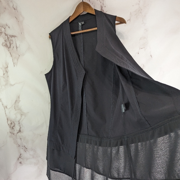 Taking Shape Vest Womens Large AU 14 Black Open Front Flowy Tunic Topper - Picture 9 of 12